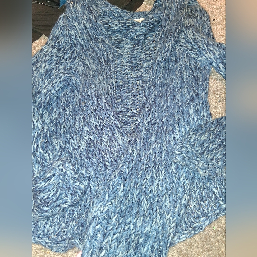 Hippie Laundry Blue Knit Women's Cardigan crocheted - Picture 1 of 3